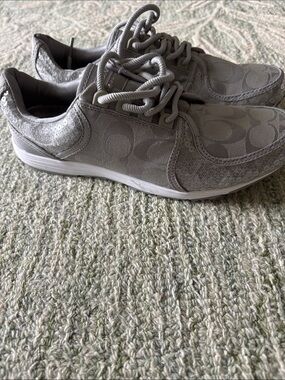 Coach Metallic Gray Signature Sneakers